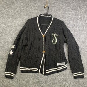 Taylor Swift Reputation Cardigan Black Cable Knit Snake Star Patch Sweater